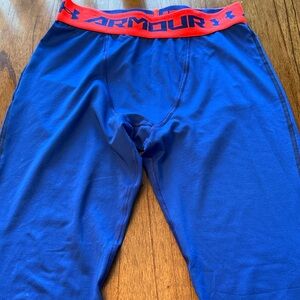 Under Armour Men’s Blue Leggings with Orange accents